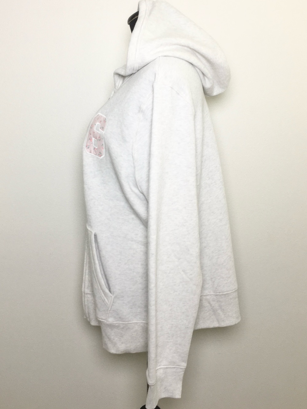 Heather Light Gray Zip-Up Hoodie with Pink '1996' Detail - Picture 4 of 10